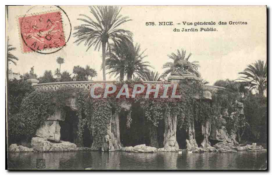 CPA Nice Vue Generale Des Grottes Du Jardin Public