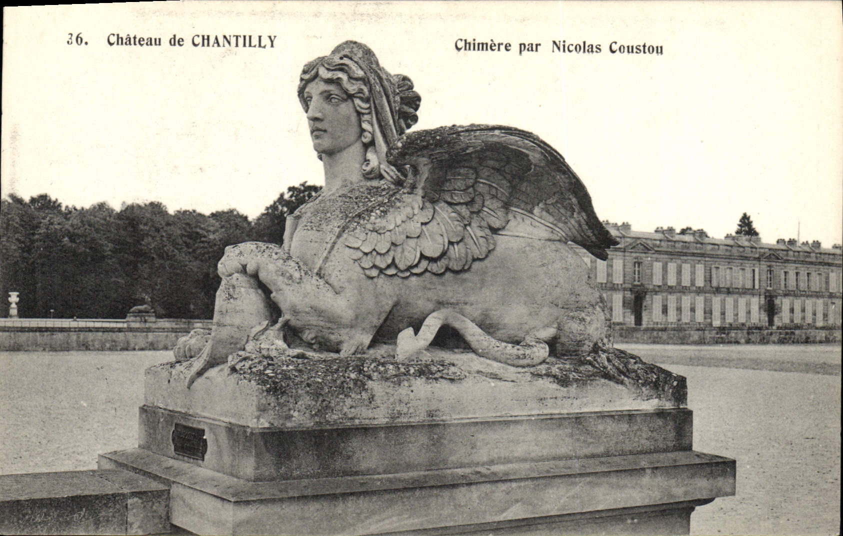 Château de CHANTILLY — Chimère par Nicolas Coustou — Héliotypie Bourdier et Faucheux, Versailles