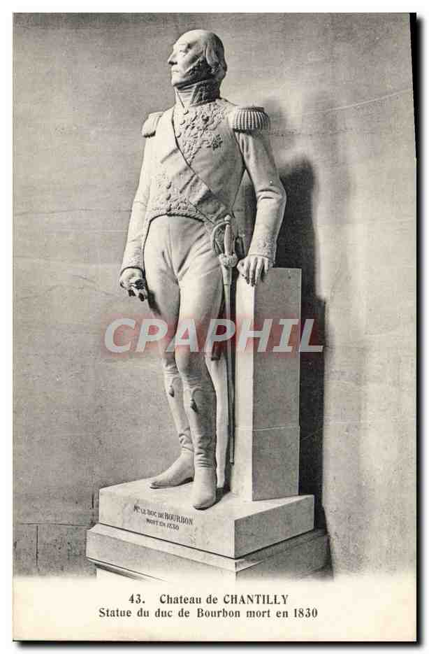 Château de Chantilly — Statue du duc de Bourbon mort en 1830 — Héliotypie Bourdier et Faucheux, Versailles