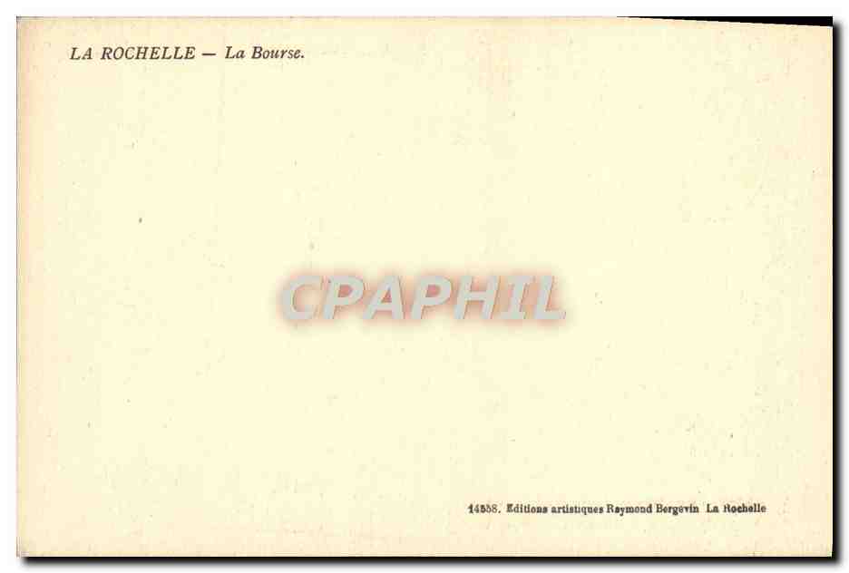 CPA La Rochelle La Bourse — Verso