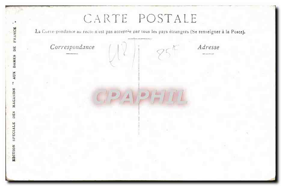 CPA Bourges Hotel Lallemand — Rückseite