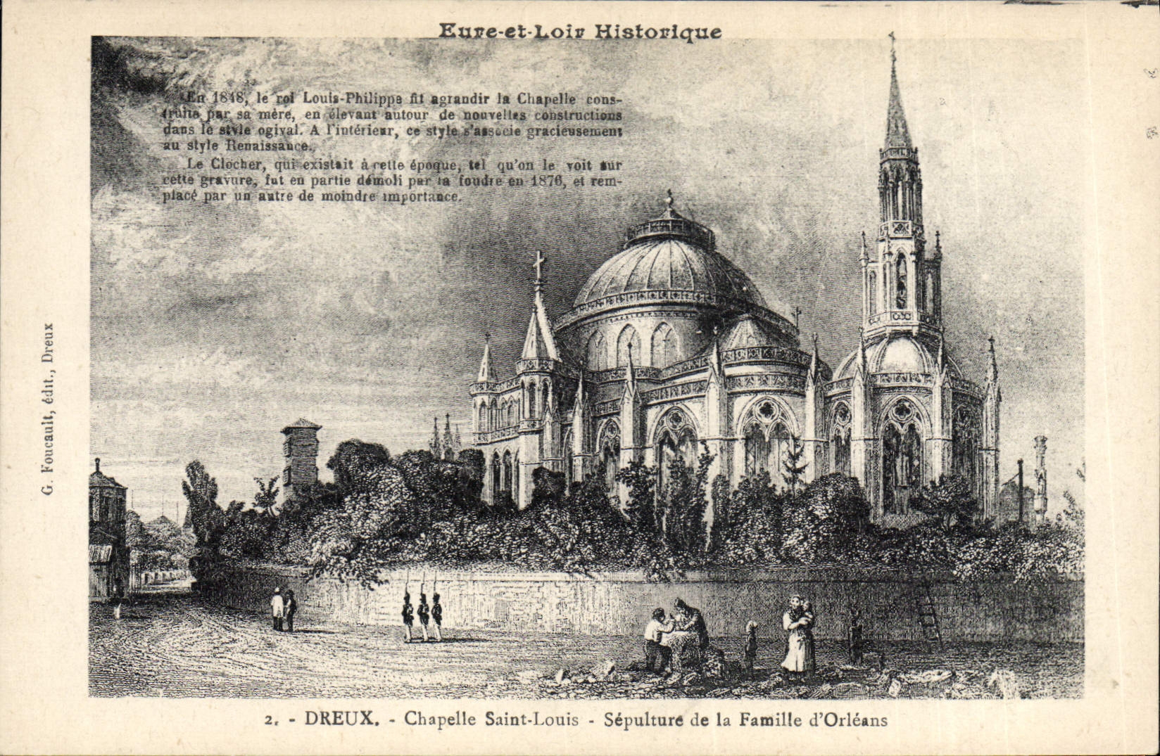 Dreux - Chapelle Saint-Louis - Sépulture de la Famille d'Orléans — Eure-et-Loir Historique, G. Foucault, édit., Dreux