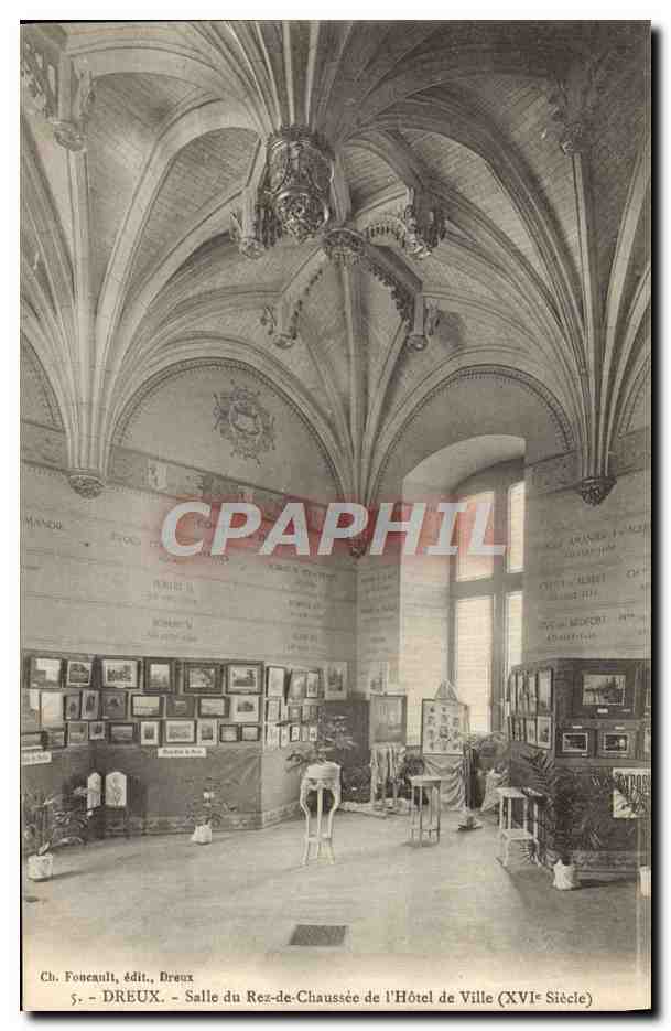 Dreux - Salle du Rez-de-Chaussée de l'Hôtel de Ville (XVIe Siècle) — Ch. Foneault, édit., Dreux