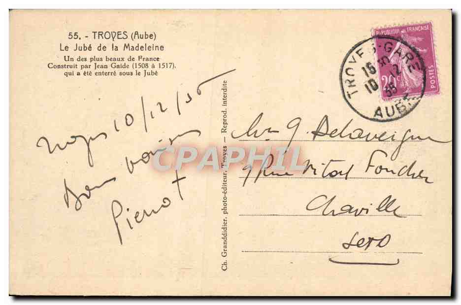 CPA Troyes Le Jube De La Madeleine — Rückseite