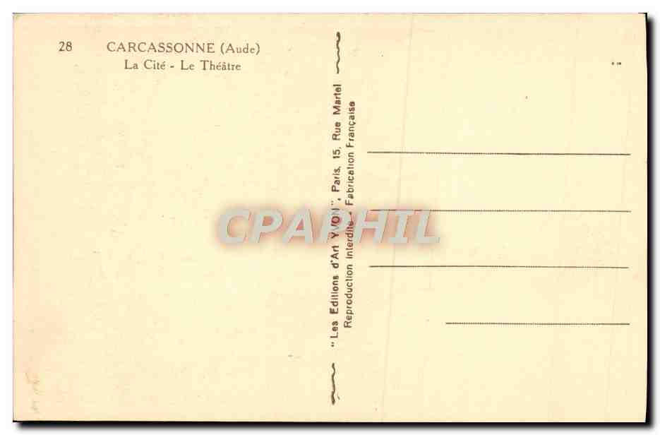CPA Carcassonne La Cite Le Theatre — Verso