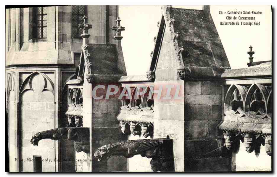 CPA Carcassonne Cathedrale Saint Nazaire Balustrade du transept nord