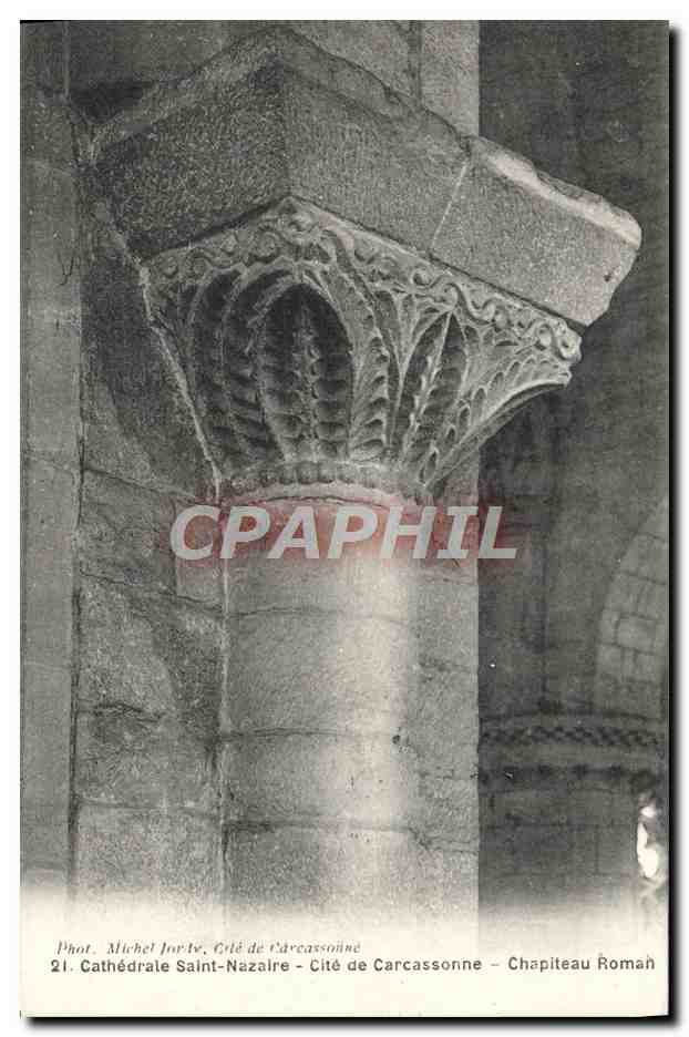 CPA Carcassonne Cathedrale Saint Nazaire Chapiteau roman