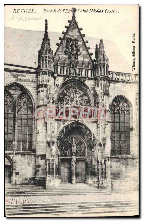 CPA Rethel Portail de l'eglise Saint Nicolas
