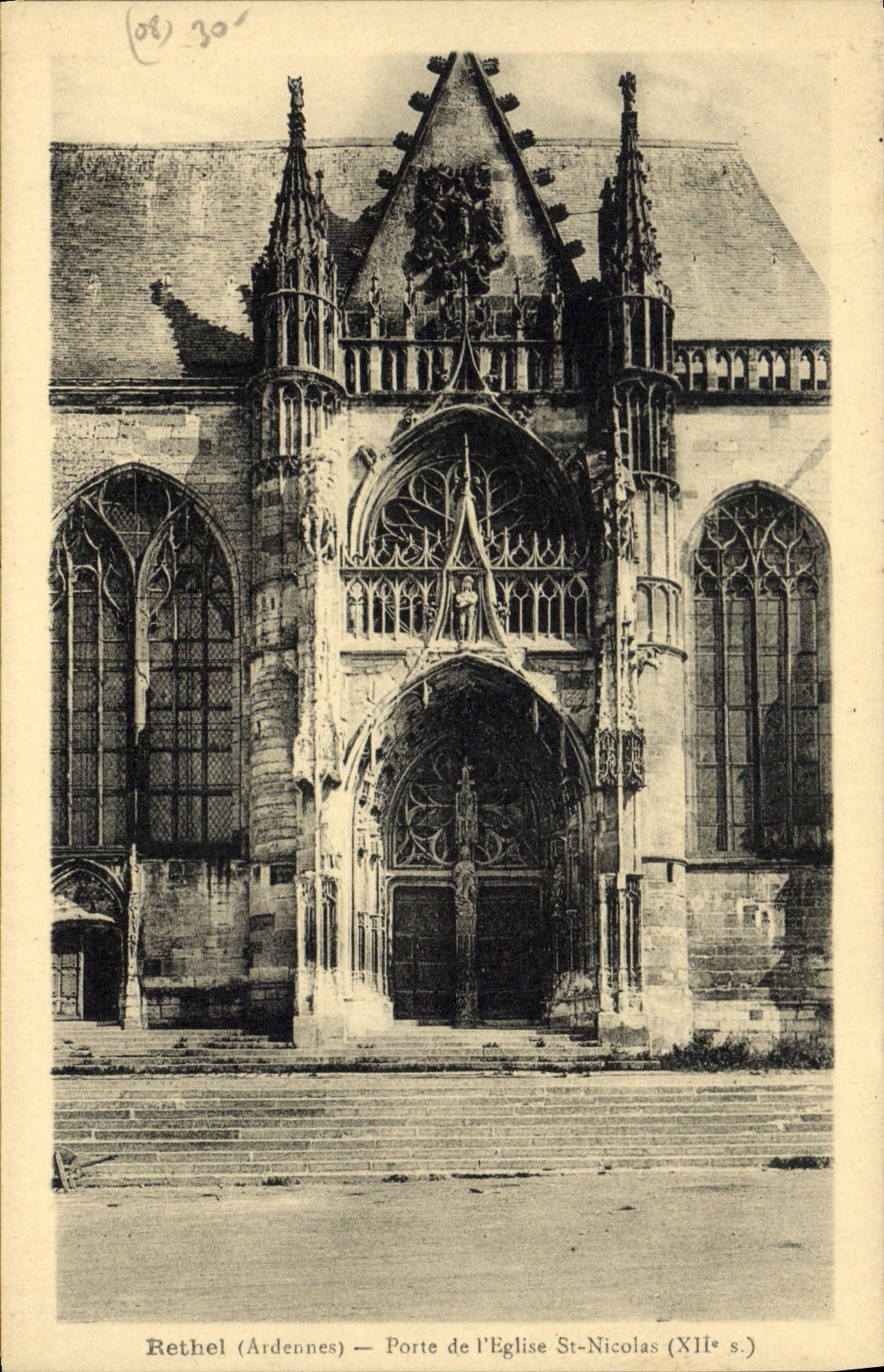 CPA Rethel Porte de l'eglise Saint Nicolas