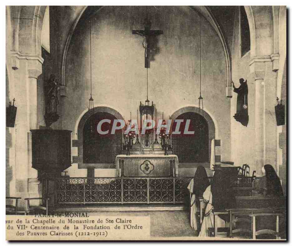 Intérieur de la chapelle du monastère des Pauvres Clarisses — Paris-le-Monial — éditeur CPAPHIL, n° de série non visible