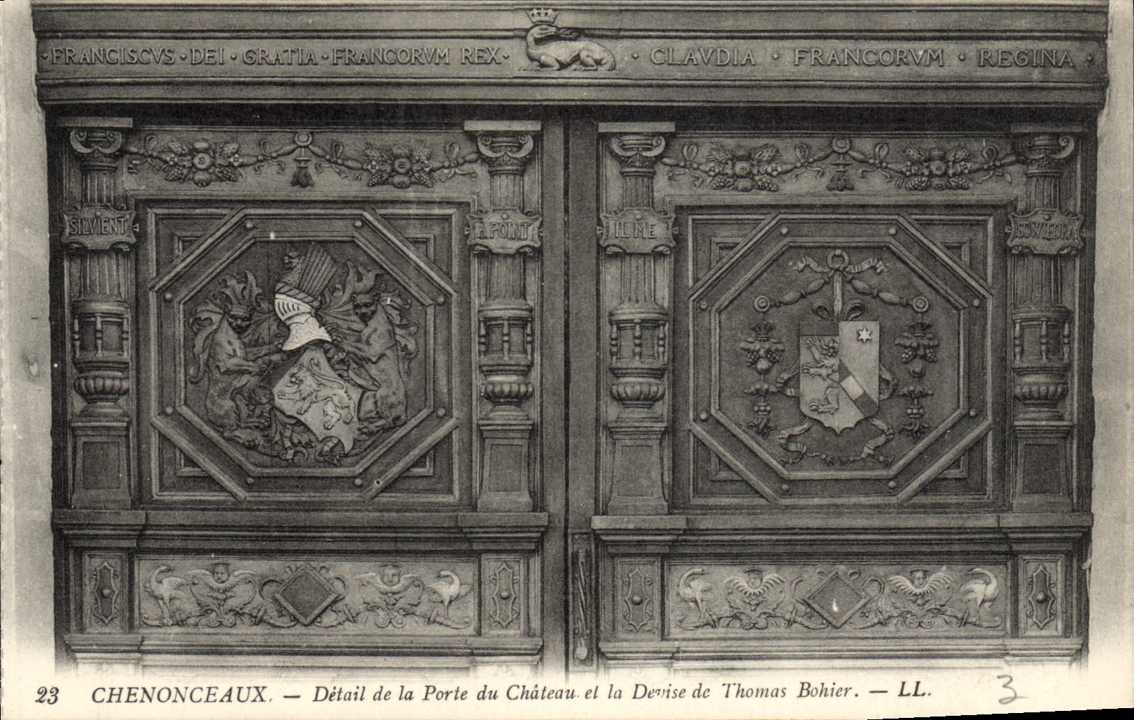 CPA Chenonceaux Detail de la porte du chateau et la devise de Thomas Bohier