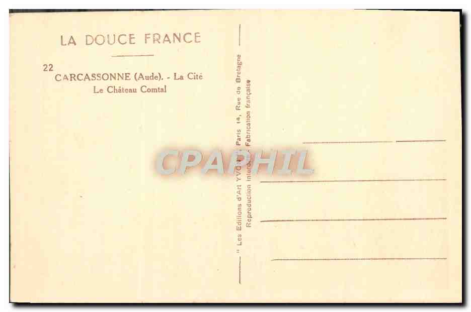 CPA Cite de Carcassonne Le chateau Comtal — Rückseite