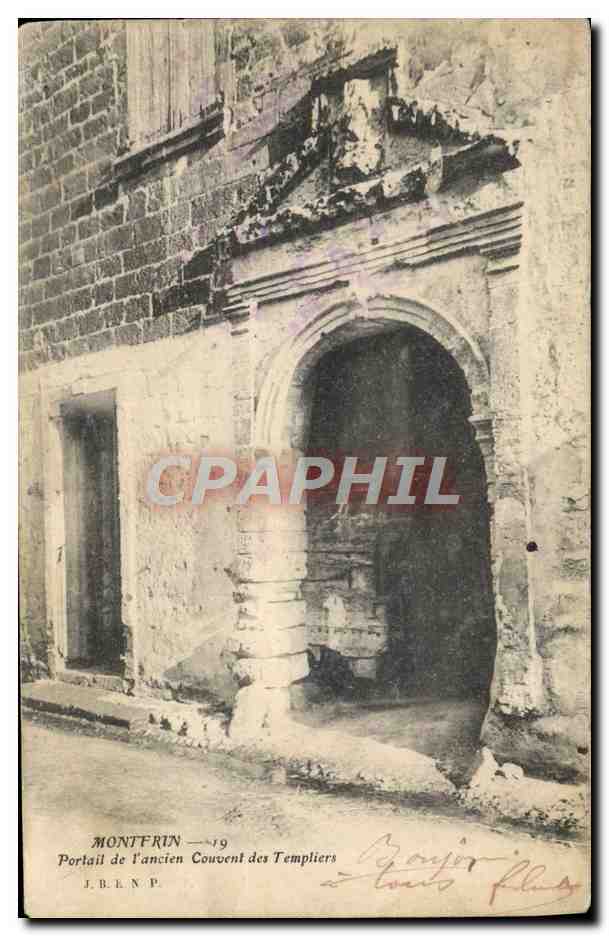 Tarjeta postal antigua Portal del antiguo convento de los Templarios de Montfrin