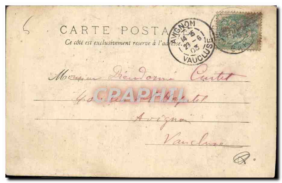 Tarjeta postal antigua Portal del antiguo convento de los Templarios de Montfrin — Reverso