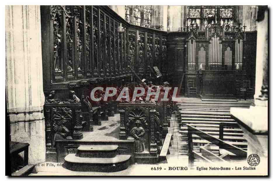 CPA Bourg Eglise Notre Dame Les stalles