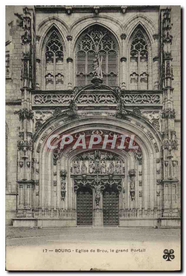 CPA Bourg Eglise de Brou le grand portail
