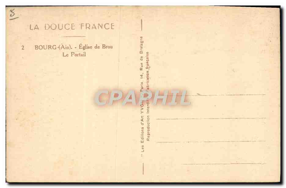 CPA Bourg Eglise de Brou Le portail — Verso