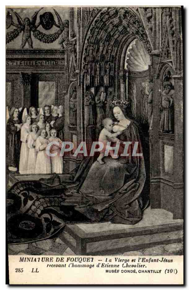 CPA Miniature de Fouquet La Vierge et l'enfant Jesus Musee Conde Chantilly