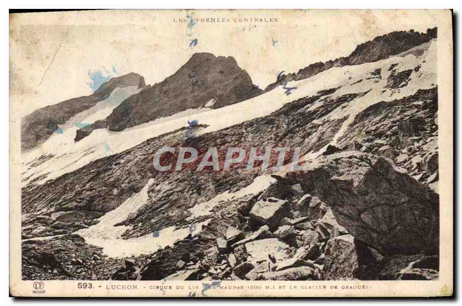Luchon - Cirque du Lys, le Maunaïs (1890 m.) et le Glacier de Graoudés — Les Pyrénées Centrales — éditeur L.F. n°593