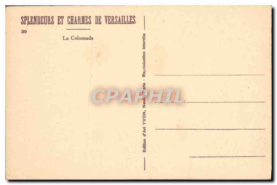 CPA Versailles La colonnade — Verso