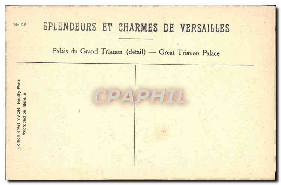 Palais du Grand Trianon — détail — Édition d'Art YVON — Verso