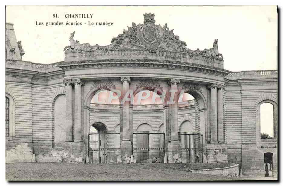 Chantilly — Les grandes écuries • Le manège — Héliotypte Bourdier et Faucheux, Versailles