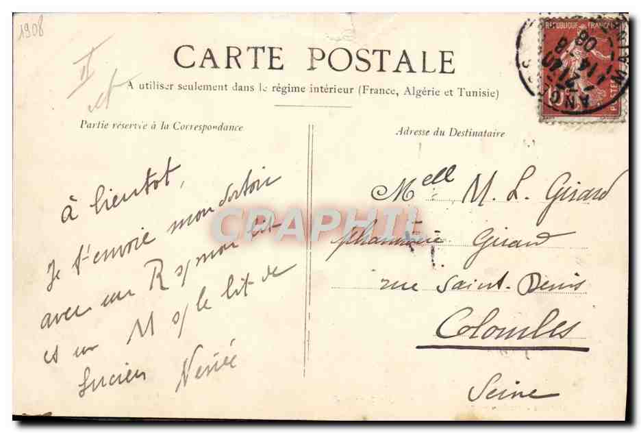 CPA Angers Institution de Mlle Poineau Un dortoir — Rückseite