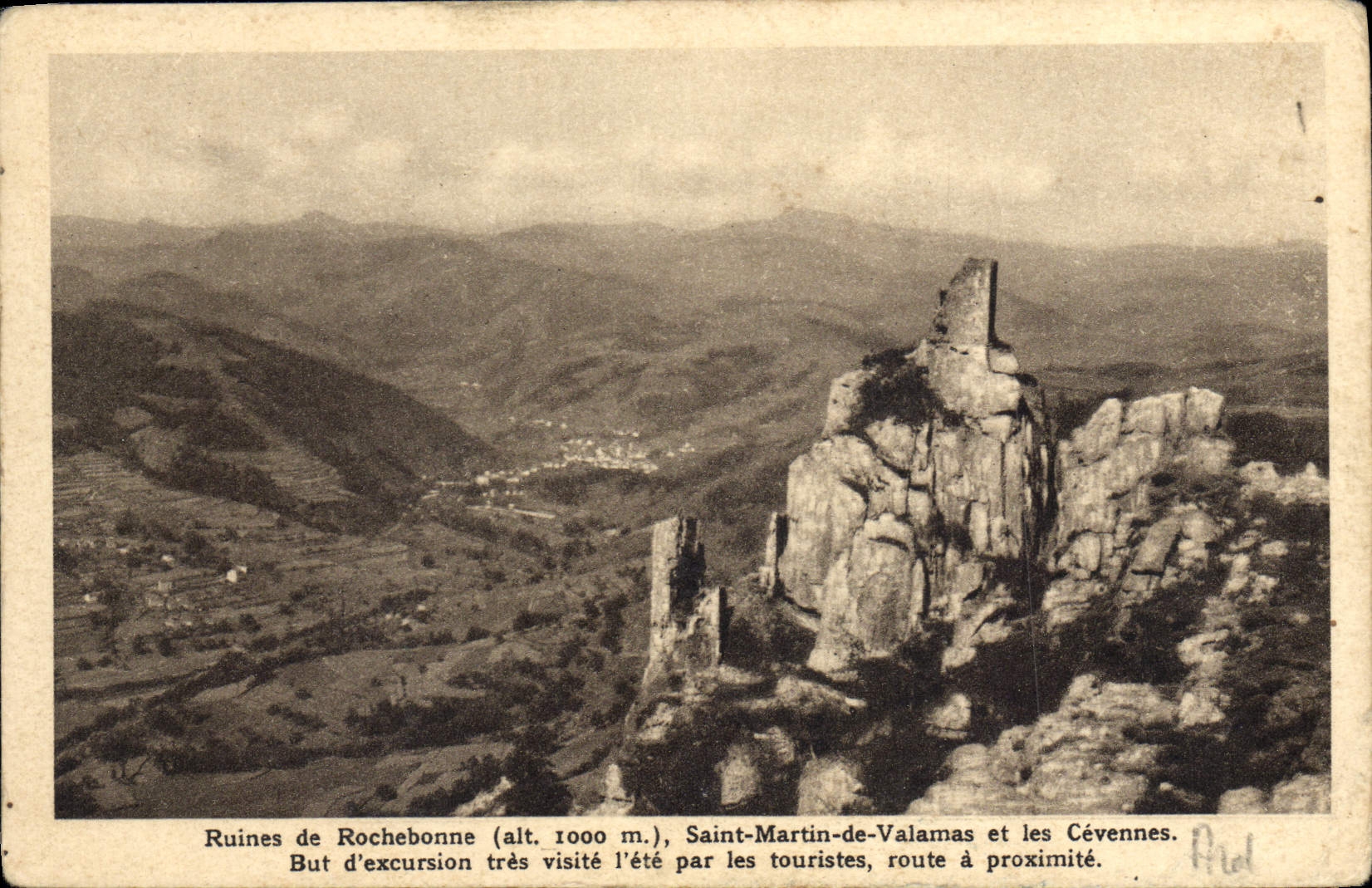Ruinen von Rochebonne (Höhe 1000 m.) — Saint-Martin-de-Valamas und die Cévennes — Éditions d'Art A. Rouche, Saint-Agrève