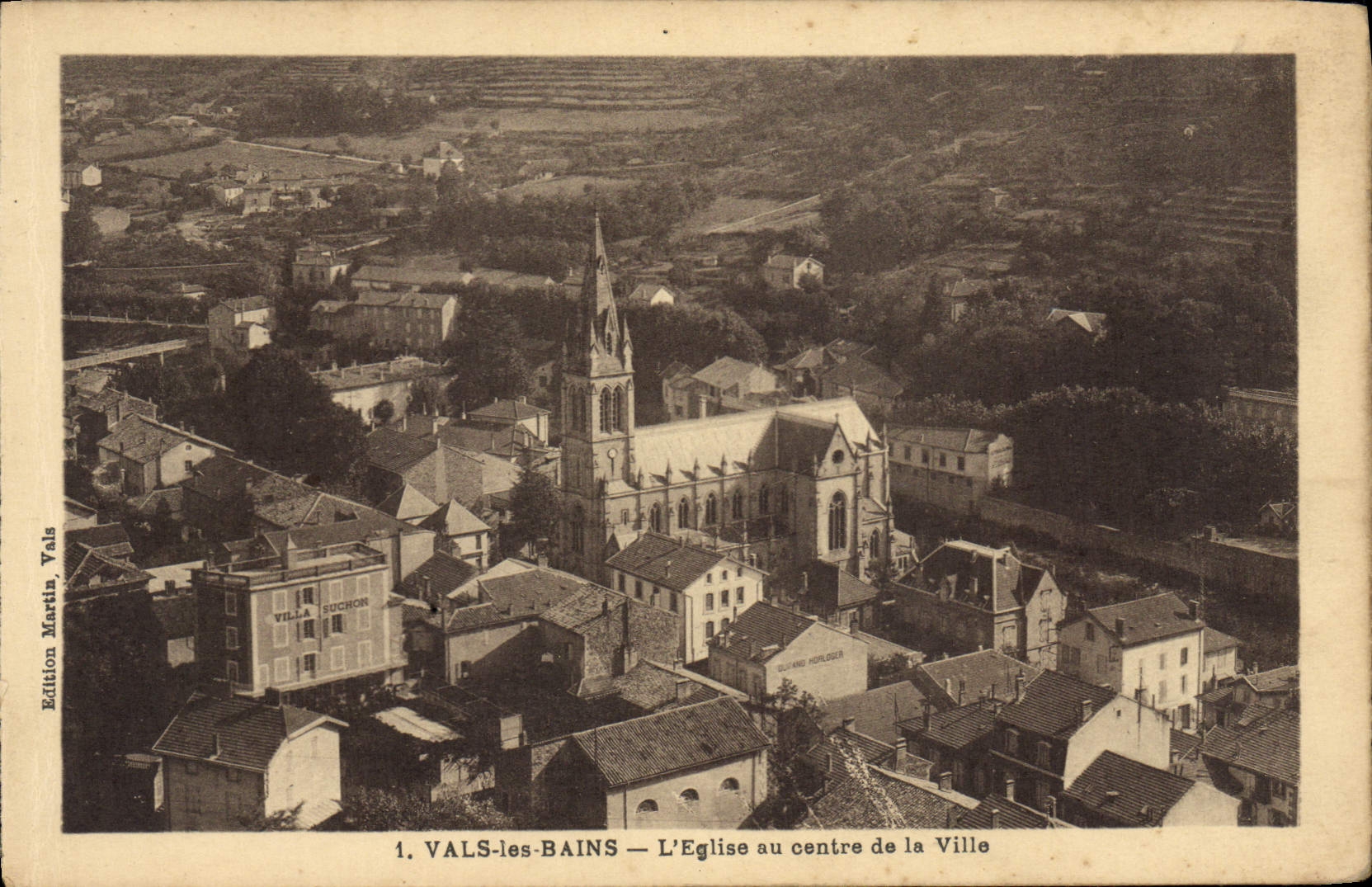 VALS-les-BAINS — L'Église au centre de la Ville — Édition Martin, Vals