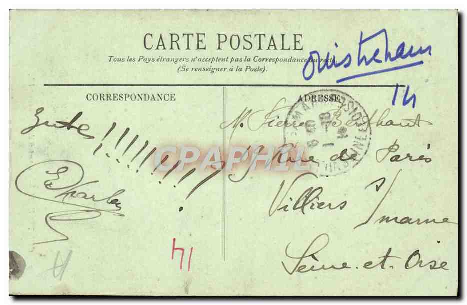 CPA Ouistreham Le portail de l'eglise — Rückseite