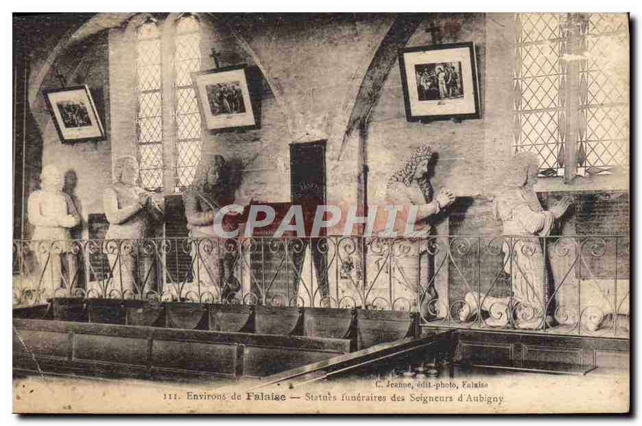 CPA Environs de Falaise Statues funeraires des seigneurs d'Aubigny