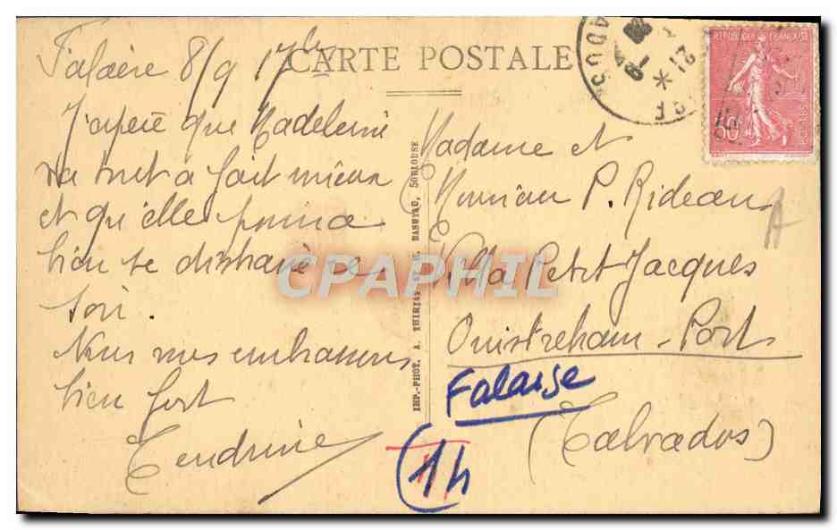 Falaise — Abside de l'Église St-Gervais — Éditeur G. Metton, Libr.-Par. — Verso