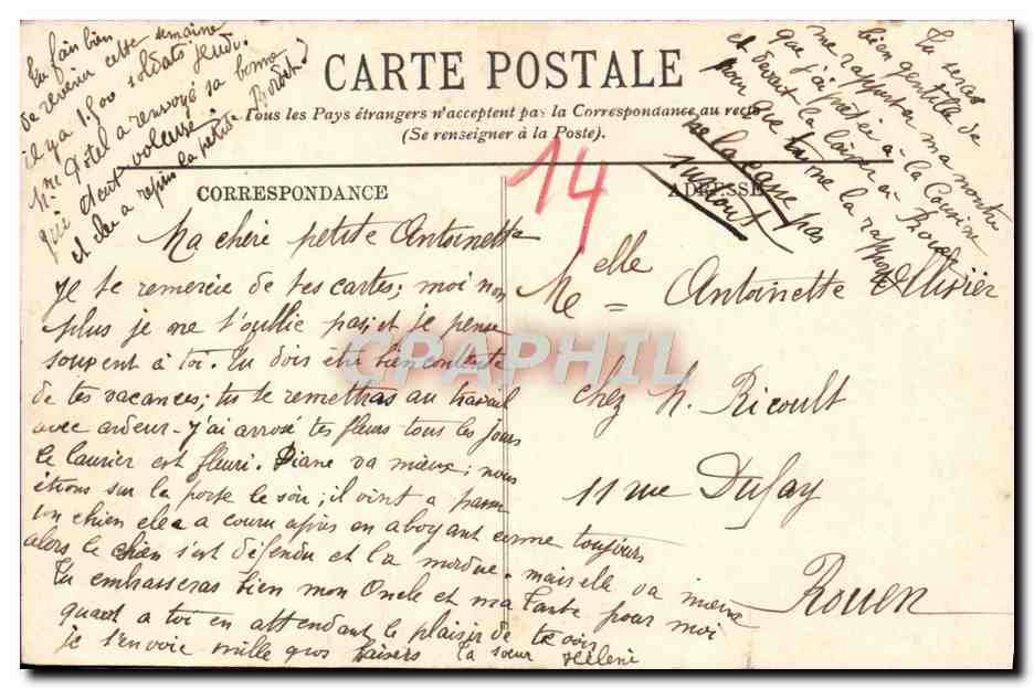 CPA Trouville Vue generale vers l'Hotel de Paris — Verso