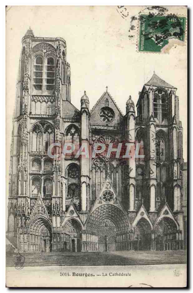 Bourges — The Cathedral — Vintage Postcard/Antike Ansichtskarte 5014