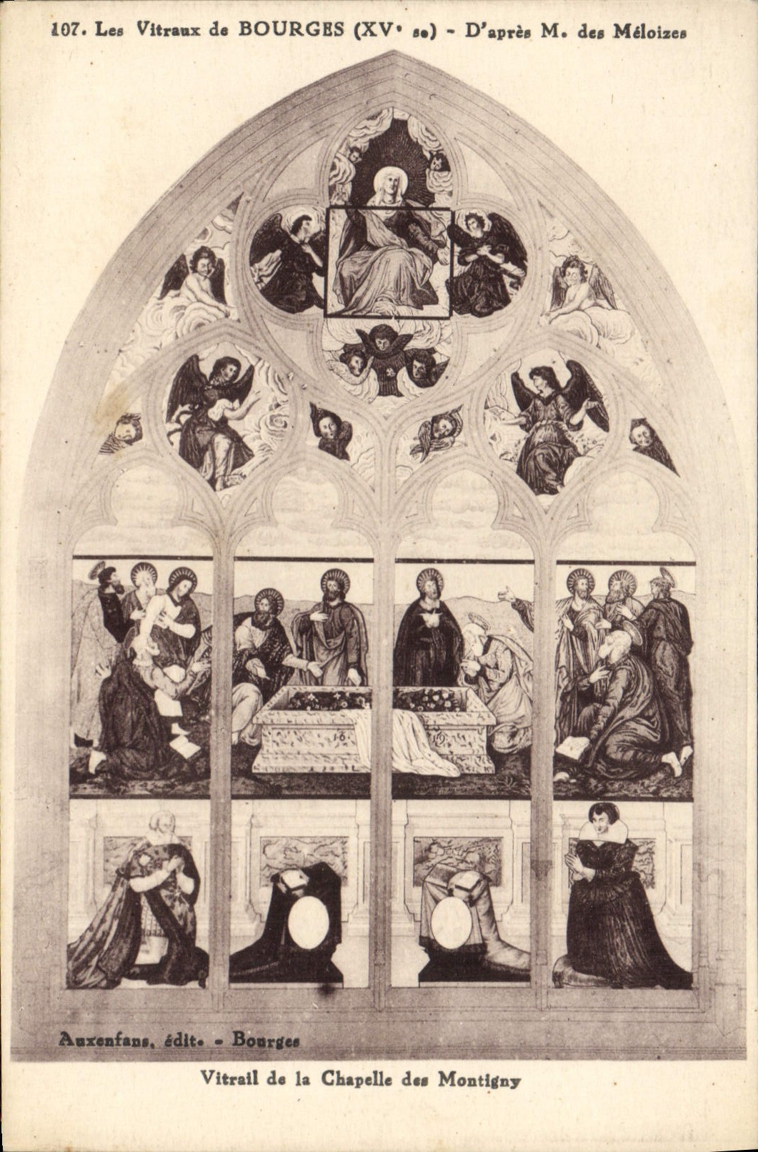 CPA Les vitraux de Bourges Vitrail de la chapelle des Montigny