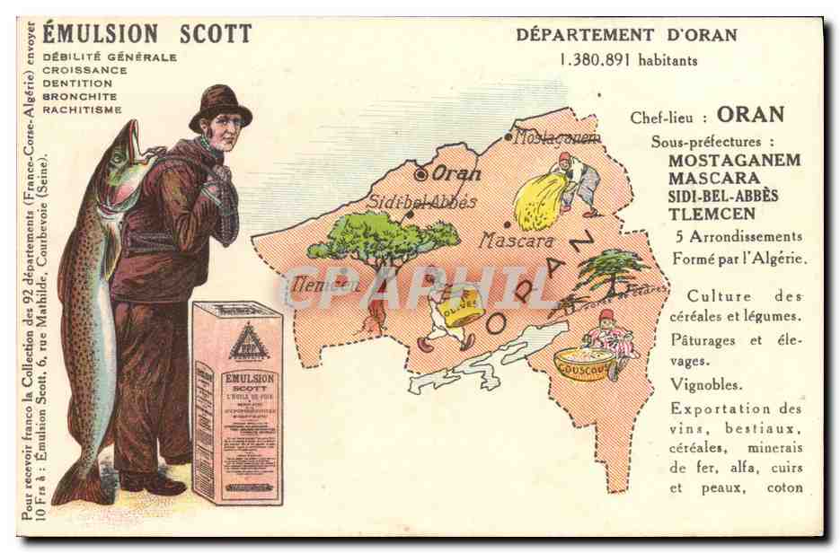 CPA Cartes geographiques Emulsion Scott Oran Algerie 