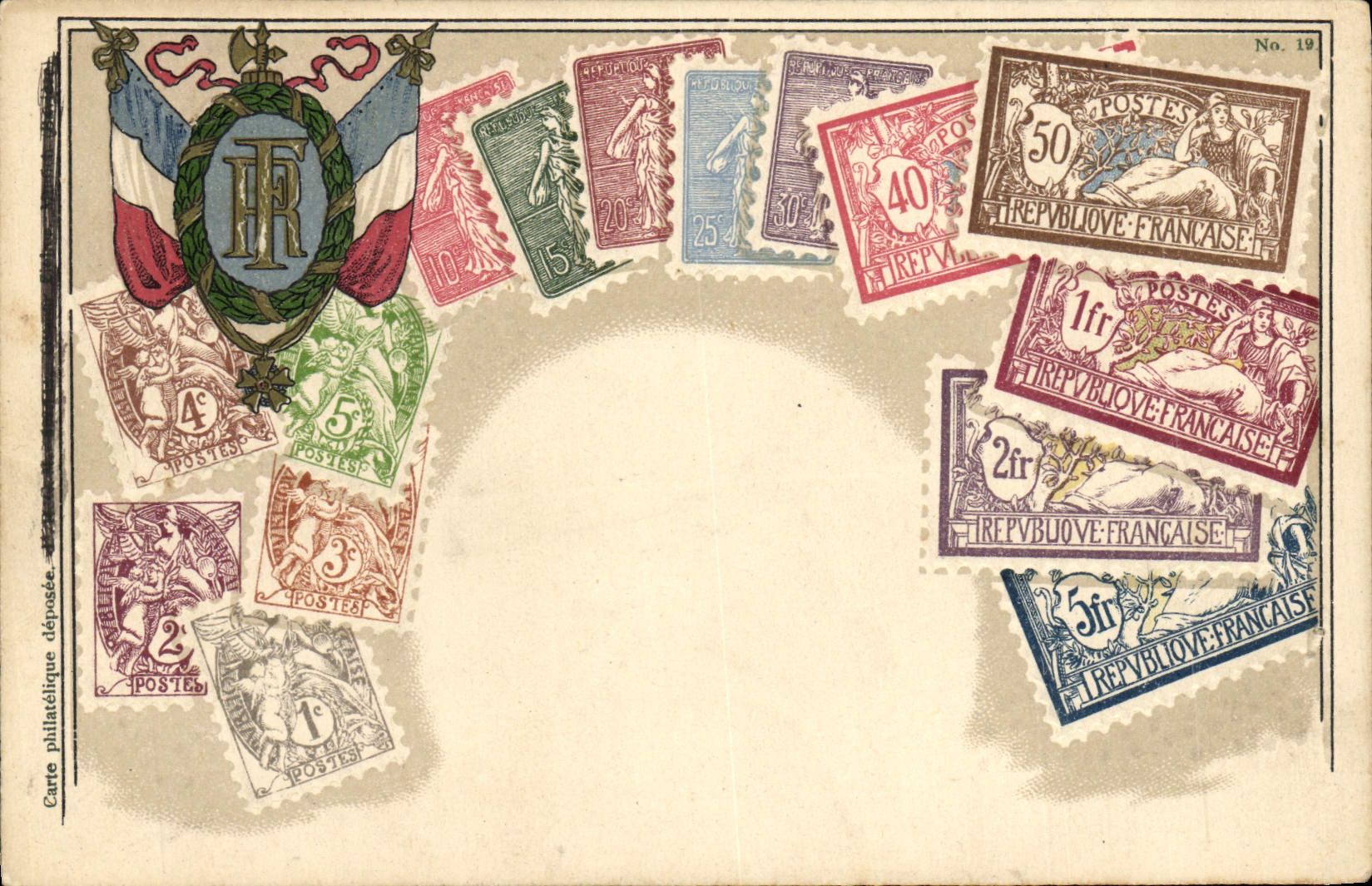 CPA Timbres Type Semeuse Blanc Semeuse Merson