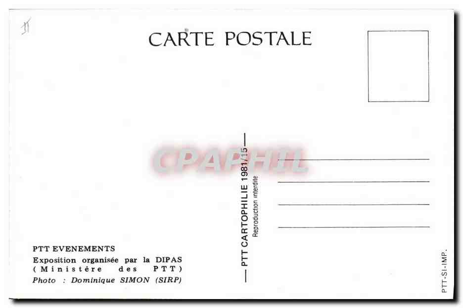 CPM PTT Evenements Artisans d'hier des communications d'aujourd'hui Bureau de poste 1930 — Rückseite
