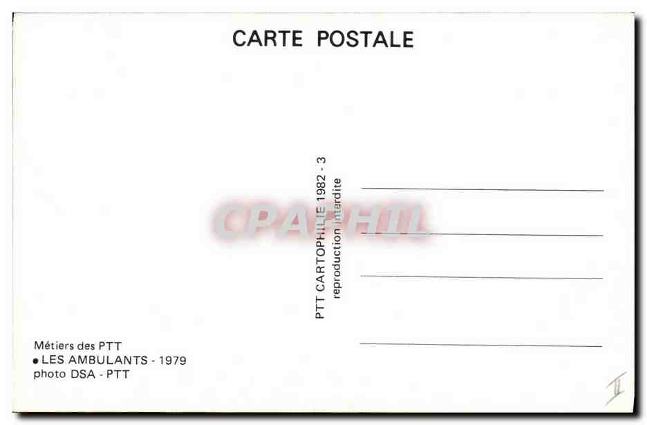 CPM Les ambulants Paris a Strasbourg Tri des lettres — Rückseite