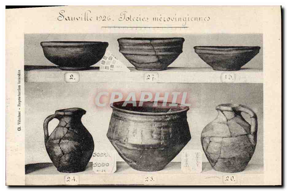 Sauville 1926 — Poteries mérovingiennes — C. Vilainois - Reproduction inédite