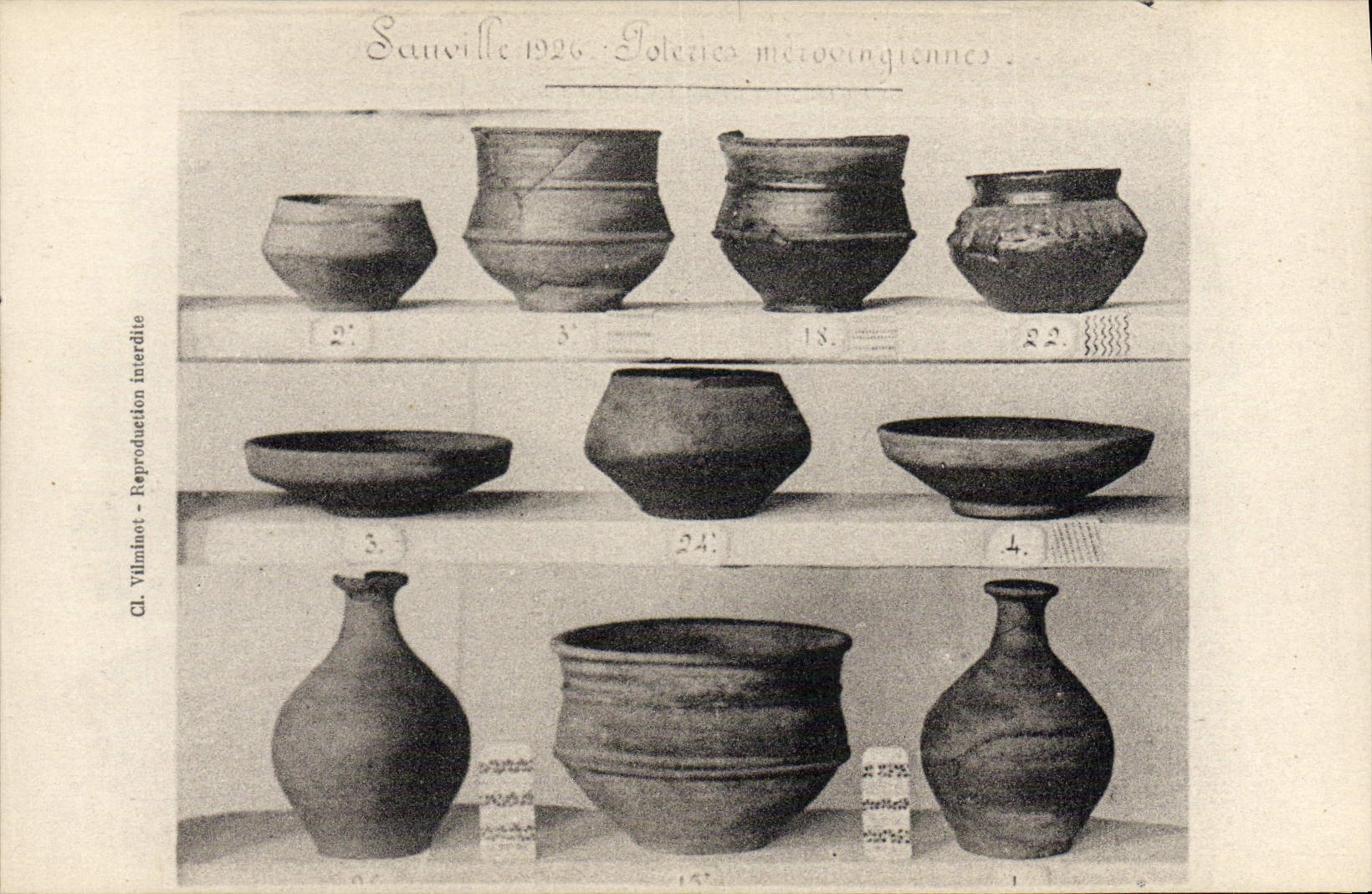 Sauville 1926 — Poteries mérovingiennes — Cl. Villminot