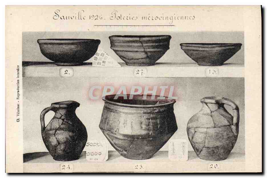 Sauville 1926. Poteries mérovingiennes — Cl. Vilminot - Reproductions interdite