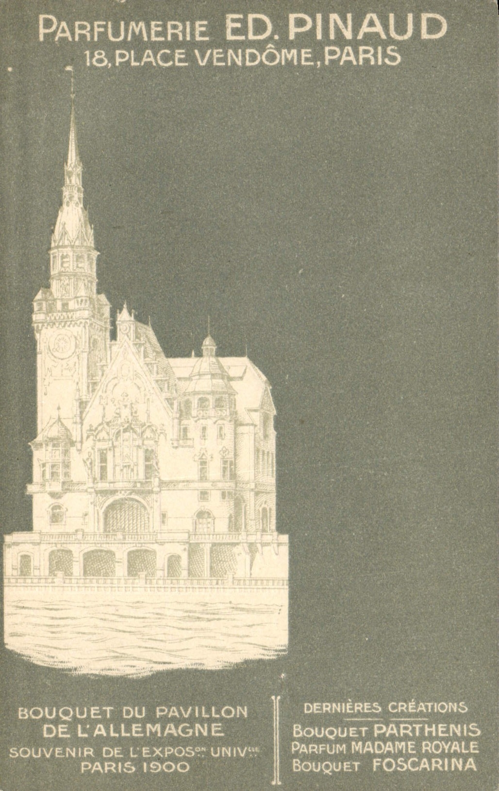 Pavillon de l'Allemagne — Exposition Universelle 1900 — Parfumerie Ed. Pinaud, Paris