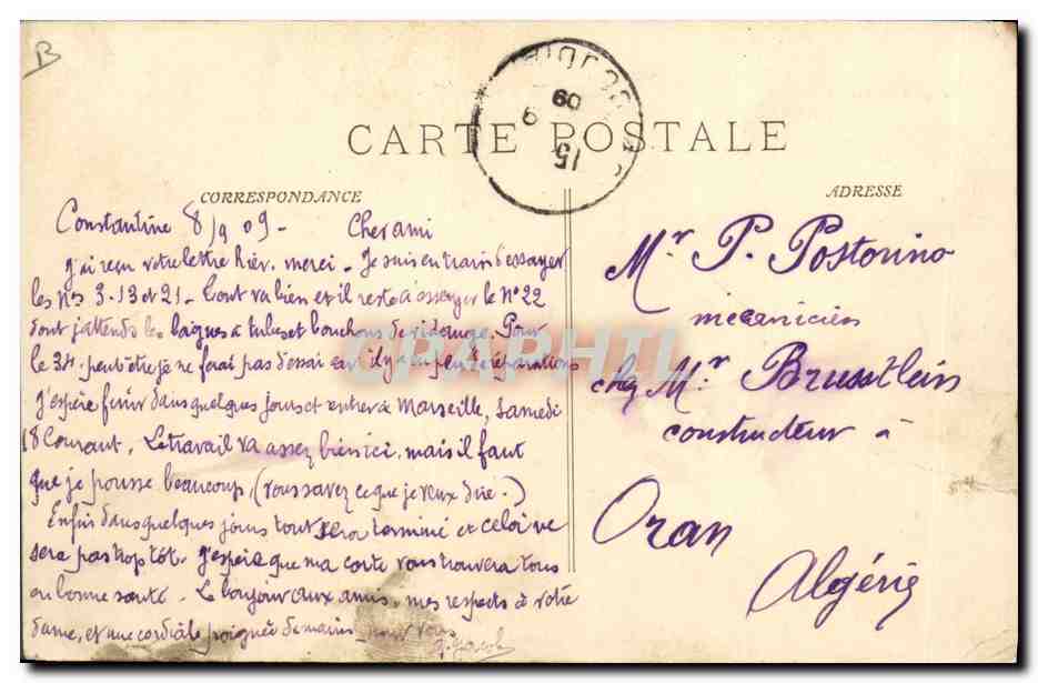 CPA Photographie Art photographique Lauffenburger Constantine Algerie  — Rückseite