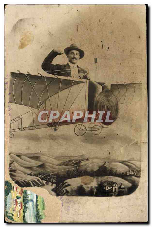 CPA Photographie Homme Avion