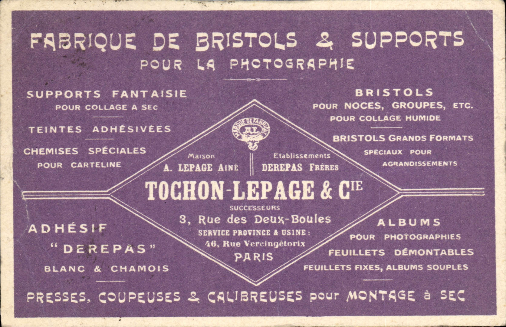 CPA Photographie Fabrique de Bristols et supports Tochon Lepage