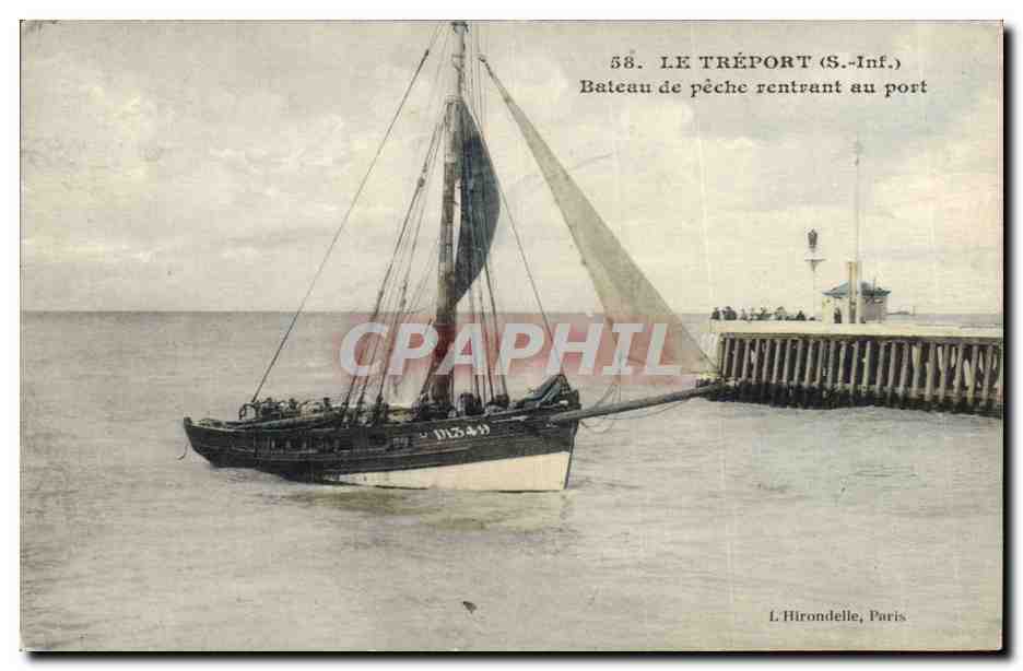 Le Tréport (S.-Inf.) — Bateau de pêche rentrant au port — L. Hirondelle, Paris, n° 58