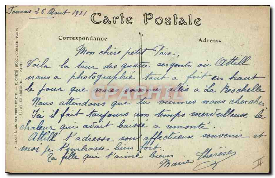 La Rochelle — Barque de Pêche et la Tour de la Lanterne — JND Phot. — Reverso