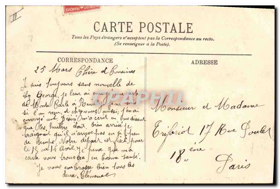 Menton — Le Port et la Ville — LL. n°31 — Verso
