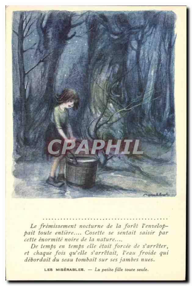 CPA Fantaisie Illustrateur Poulbot Victor Hugo Les Miserables La petite fille toute seule